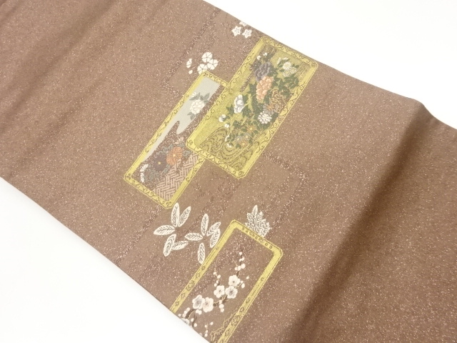 JAPANESE NAGOYA OBI / WOVEN ABSTRACT SHIKISHI PATTERN